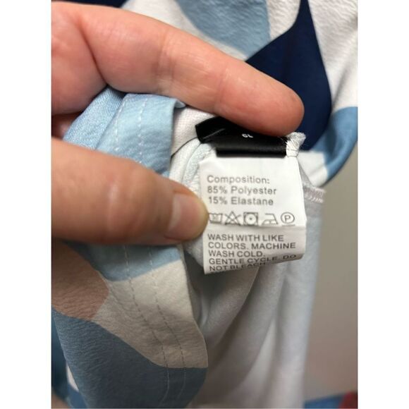 Shein Notched Neck Geo Print Midi Dress ‼️Missing Belt‼️tie front elastic chic d - Picture 7 of 8